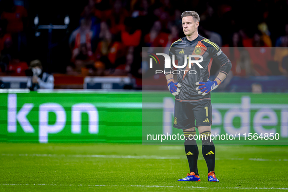 Germany goalkeeper Marc-Andre ter Stegen plays during the match between the Netherlands and Germany at the Johan Cruijff ArenA for the UEFA...