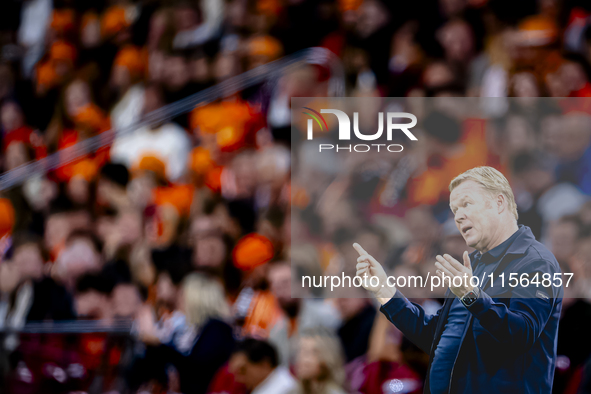 Netherlands trainer Ronald Koeman is present during the match between the Netherlands and Germany at the Johan Cruijff ArenA for the UEFA Na...