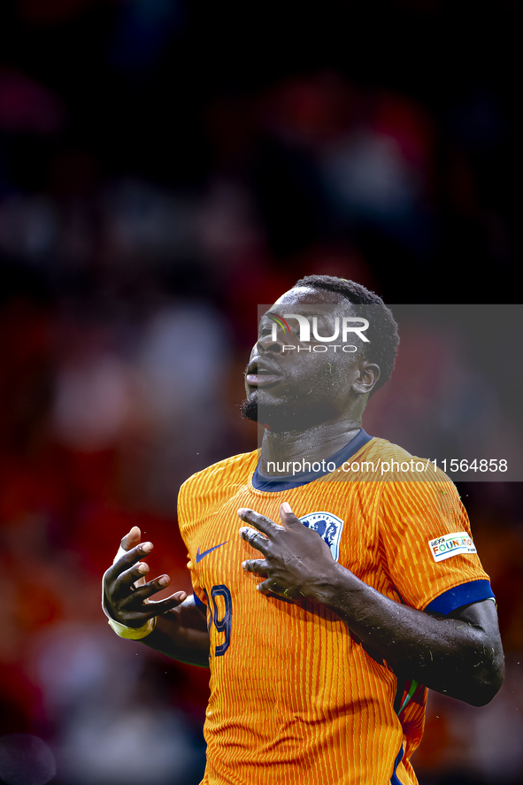 Netherlands forward Brian Brobbey plays during the match between the Netherlands and Germany at the Johan Cruijff ArenA for the UEFA Nations...