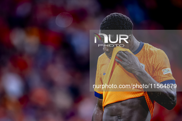 Netherlands forward Brian Brobbey plays during the match between the Netherlands and Germany at the Johan Cruijff ArenA for the UEFA Nations...