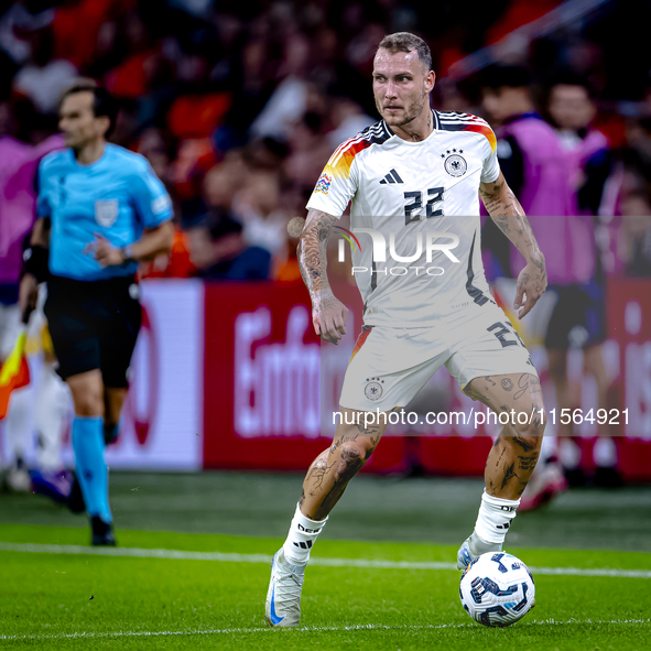 Germany defender David Raum during the match between the Netherlands and Germany at the Johan Cruijff ArenA for the UEFA Nations League, Lea...