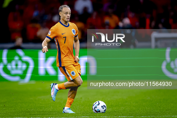 Netherlands midfielder Xavi Simons plays during the match between the Netherlands and Germany at the Johan Cruijff ArenA for the UEFA Nation...