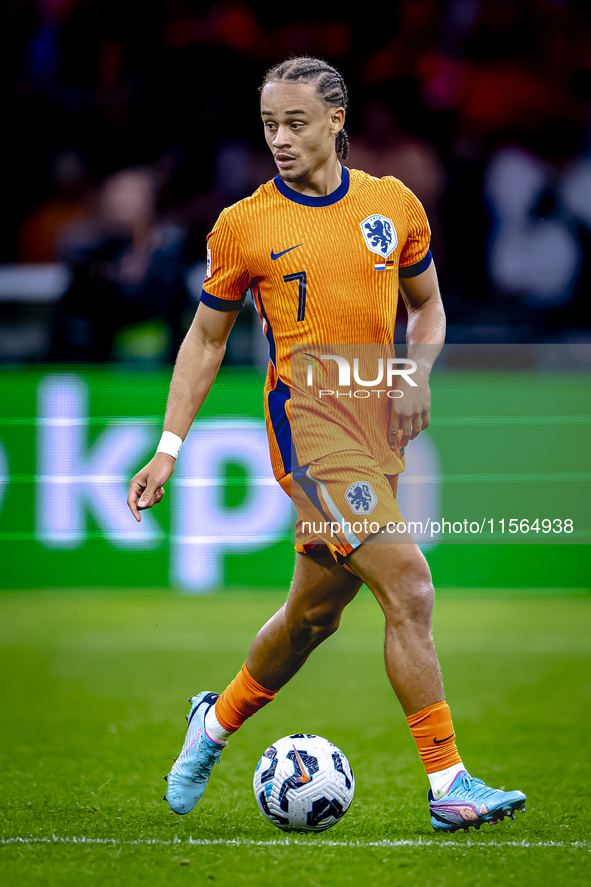 Netherlands midfielder Xavi Simons plays during the match between the Netherlands and Germany at the Johan Cruijff ArenA for the UEFA Nation...