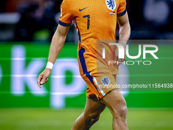 Netherlands midfielder Xavi Simons plays during the match between the Netherlands and Germany at the Johan Cruijff ArenA for the UEFA Nation...