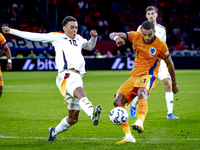 Germany midfielder Jamal Musiala and Netherlands forward Cody Gakpo during the match between the Netherlands and Germany at the Johan Cruijf...