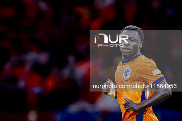 Netherlands forward Brian Brobbey plays during the match between the Netherlands and Germany at the Johan Cruijff ArenA for the UEFA Nations...