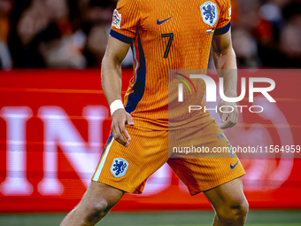 Netherlands midfielder Xavi Simons plays during the match between the Netherlands and Germany at the Johan Cruijff ArenA for the UEFA Nation...