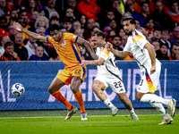 Netherlands defender Denzel Dumfries and Germany defender David Raum during the match between the Netherlands and Germany at the Johan Cruij...