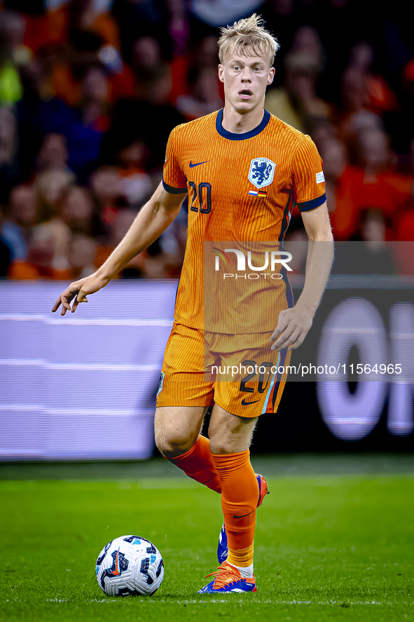 Netherlands defender Jan-Paul van Hecke plays during the match between the Netherlands and Germany at the Johan Cruijff ArenA for the UEFA N...