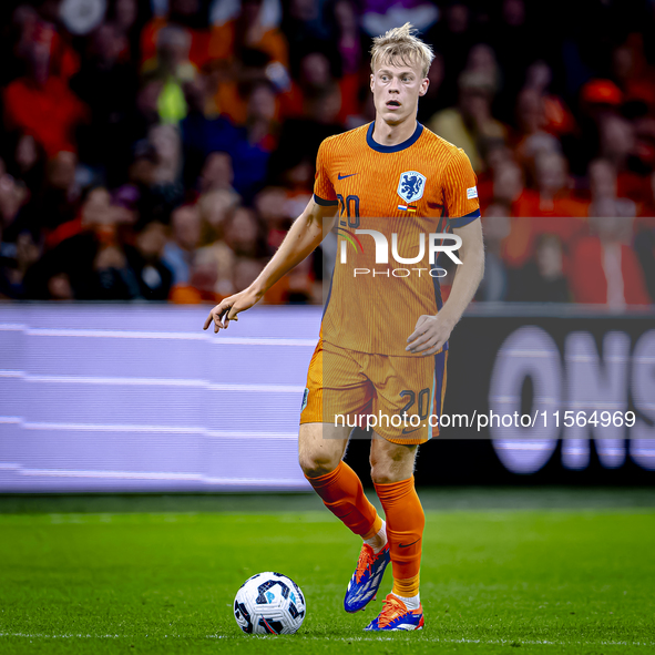 Netherlands defender Jan-Paul van Hecke plays during the match between the Netherlands and Germany at the Johan Cruijff ArenA for the UEFA N...