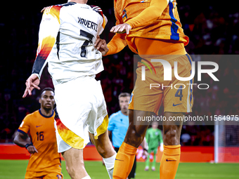 Germany forward Kai Havertz and Netherlands defender Virgil van Dijk during the match between the Netherlands and Germany at the Johan Cruij...