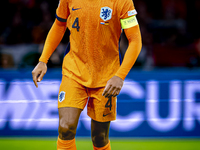 Netherlands defender Virgil van Dijk plays during the match between the Netherlands and Germany at the Johan Cruijff ArenA for the UEFA Nati...