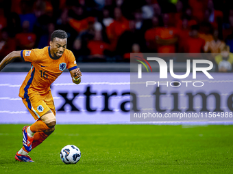 Netherlands midfielder Quinten Timber plays during the match between the Netherlands and Germany at the Johan Cruijff ArenA for the UEFA Nat...