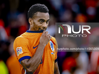 Netherlands midfielder Quinten Timber plays during the match between the Netherlands and Germany at the Johan Cruijff ArenA for the UEFA Nat...