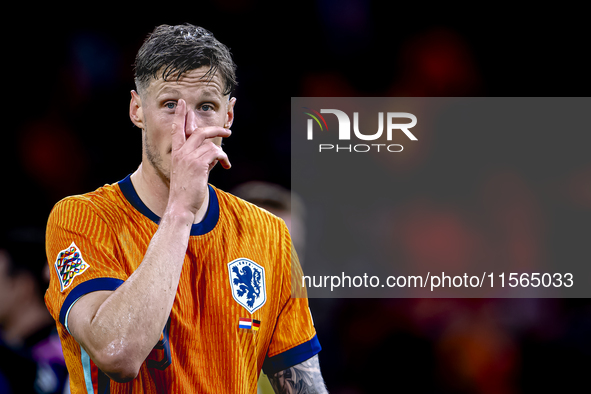 Netherlands forwarder Wout Weghorst plays during the match between the Netherlands and Germany at the Johan Cruijff ArenA for the UEFA Natio...