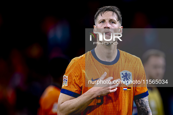 Netherlands forwarder Wout Weghorst plays during the match between the Netherlands and Germany at the Johan Cruijff ArenA for the UEFA Natio...