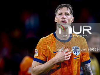 Netherlands forwarder Wout Weghorst plays during the match between the Netherlands and Germany at the Johan Cruijff ArenA for the UEFA Natio...