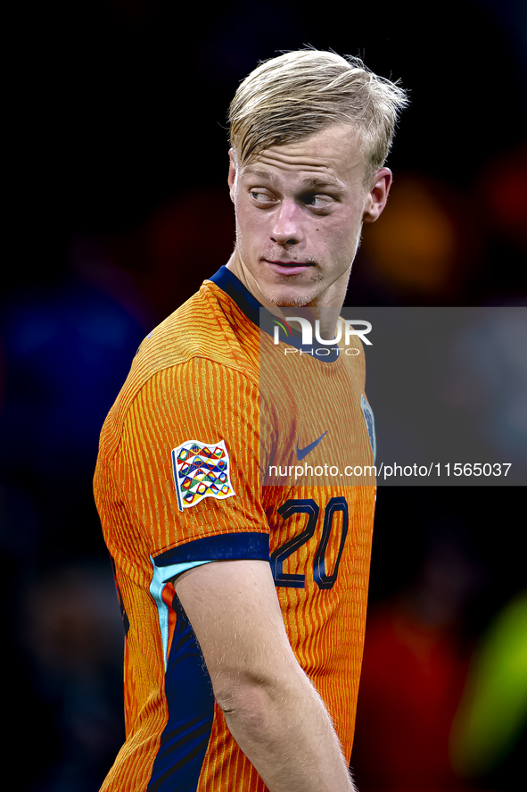 Netherlands defender Jan-Paul van Hecke plays during the match between the Netherlands and Germany at the Johan Cruijff ArenA for the UEFA N...