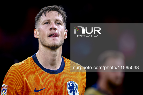 Netherlands forwarder Wout Weghorst plays during the match between the Netherlands and Germany at the Johan Cruijff ArenA for the UEFA Natio...