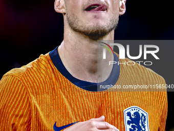 Netherlands forwarder Wout Weghorst plays during the match between the Netherlands and Germany at the Johan Cruijff ArenA for the UEFA Natio...