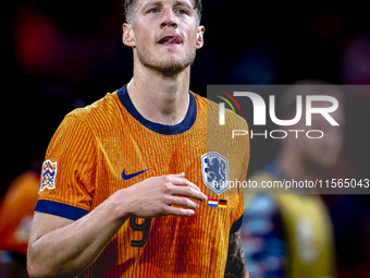 Netherlands forwarder Wout Weghorst plays during the match between the Netherlands and Germany at the Johan Cruijff ArenA for the UEFA Natio...