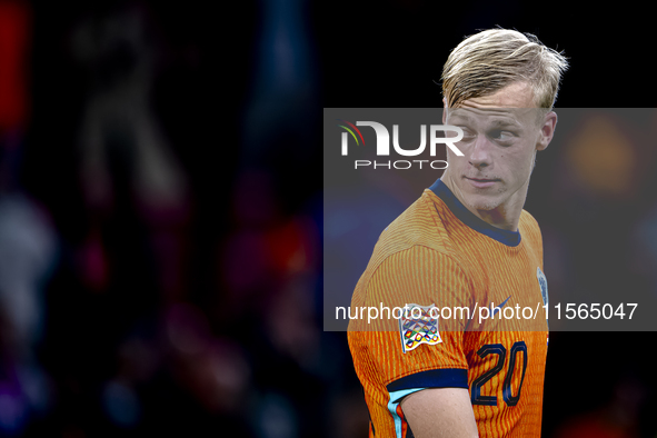 Netherlands defender Jan-Paul van Hecke plays during the match between the Netherlands and Germany at the Johan Cruijff ArenA for the UEFA N...