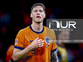 Netherlands forwarder Wout Weghorst plays during the match between the Netherlands and Germany at the Johan Cruijff ArenA for the UEFA Natio...