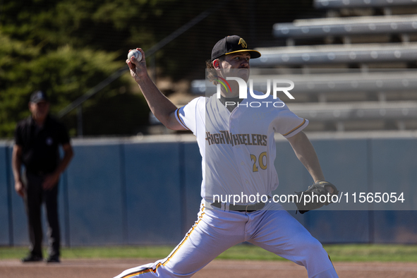 The Yolo High Wheelers (14) beat the Oakland Ballers (4) in game 1 (round 1) of the Pioneer Baseball League's playoffs in Davis, Calif., on...