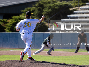 The Yolo High Wheelers (14) beat the Oakland Ballers (4) in game 1 (round 1) of the Pioneer Baseball League's playoffs in Davis, Calif., on...