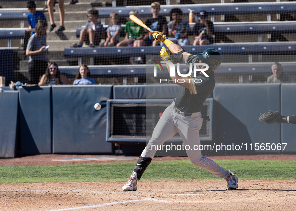 The Yolo High Wheelers (14) beat the Oakland Ballers (4) in game 1 (round 1) of the Pioneer Baseball League's playoffs in Davis, Calif., on...