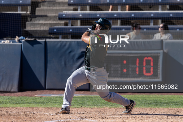 The Yolo High Wheelers (14) beat the Oakland Ballers (4) in game 1 (round 1) of the Pioneer Baseball League's playoffs in Davis, Calif., on...