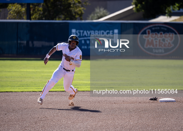 The Yolo High Wheelers (14) beat the Oakland Ballers (4) in game 1 (round 1) of the Pioneer Baseball League's playoffs in Davis, Calif., on...