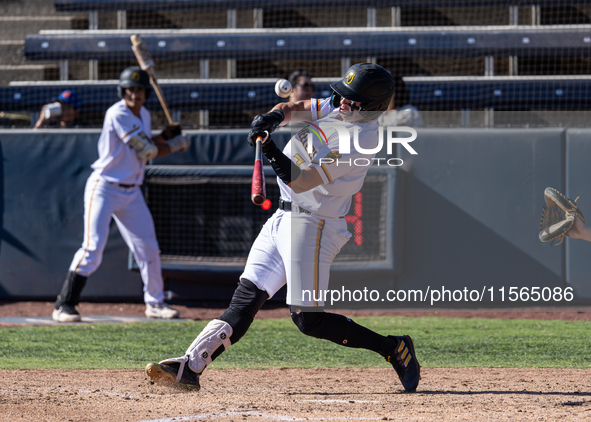 The Yolo High Wheelers (14) beat the Oakland Ballers (4) in game 1 (round 1) of the Pioneer Baseball League's playoffs in Davis, Calif., on...