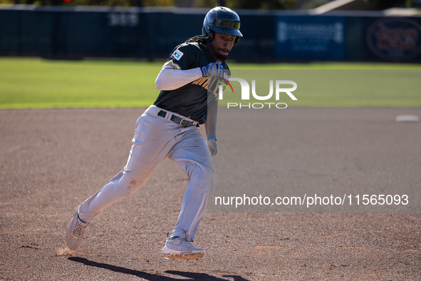 The Yolo High Wheelers (14) beat the Oakland Ballers (4) in game 1 (round 1) of the Pioneer Baseball League's playoffs in Davis, Calif., on...