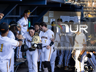 The Yolo High Wheelers (14) beat the Oakland Ballers (4) in game 1 (round 1) of the Pioneer Baseball League's playoffs in Davis, Calif., on...