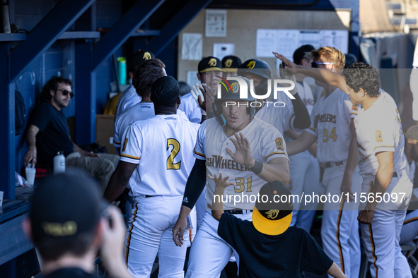 The Yolo High Wheelers (14) beat the Oakland Ballers (4) in game 1 (round 1) of the Pioneer Baseball League's playoffs in Davis, Calif., on...