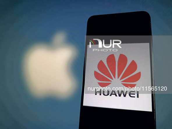 An illustration of Apple and Huawei in Suqian, China, on September 11, 2024. (Photo Illustration by Costfoto/NurPhoto)