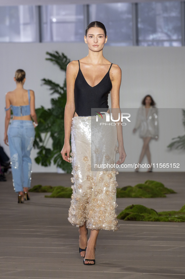 A model walks the runway at the PatBo show during New York Fashion Week in New York City, United States, on September 10, 2024. 