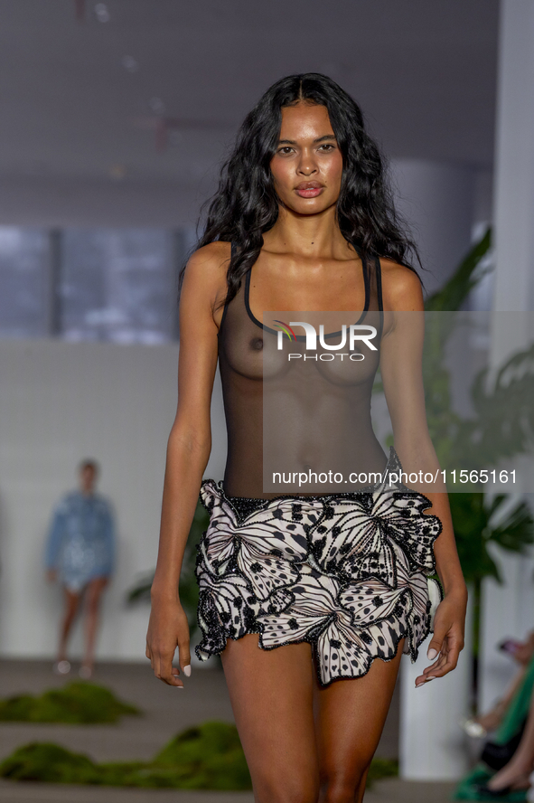 A model walks the runway at the PatBo show during New York Fashion Week in New York City, United States, on September 10, 2024. 