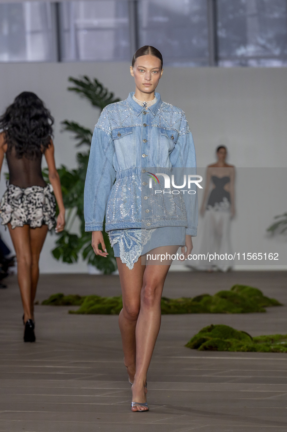 A model walks the runway at the PatBo show during New York Fashion Week in New York City, United States, on September 10, 2024. 