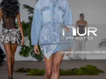 A model walks the runway at the PatBo show during New York Fashion Week in New York City, United States, on September 10, 2024. (