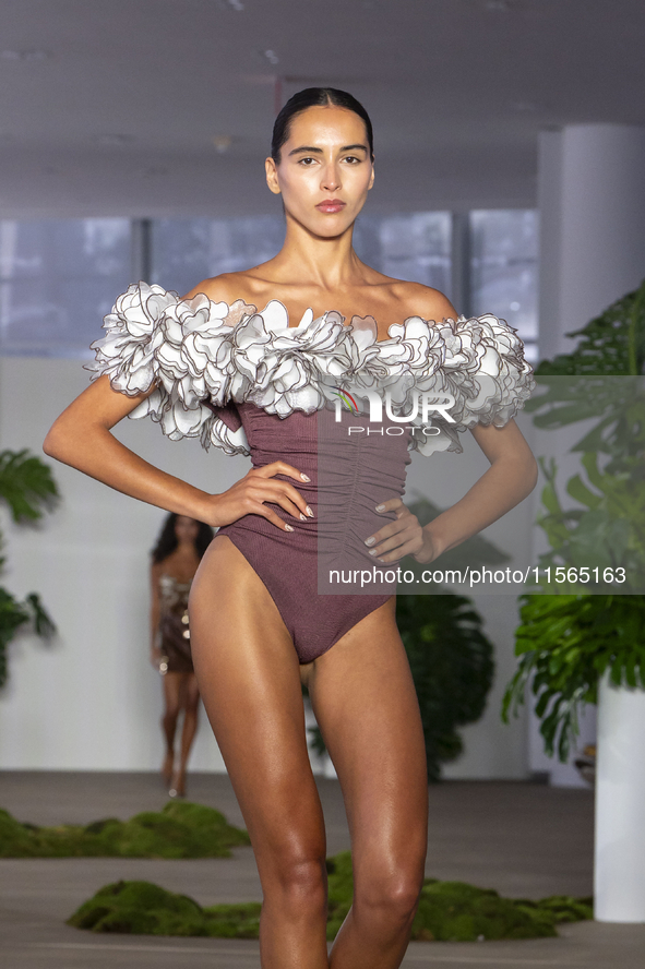 A model walks the runway at the PatBo show during New York Fashion Week in New York City, United States, on September 10, 2024. 