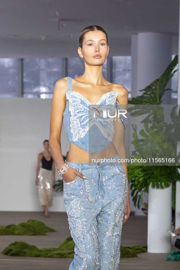 A model walks the runway at the PatBo show during New York Fashion Week in New York City, United States, on September 10, 2024. 