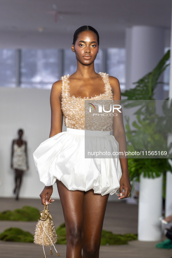 A model walks the runway at the PatBo show during New York Fashion Week in New York City, United States, on September 10, 2024. 