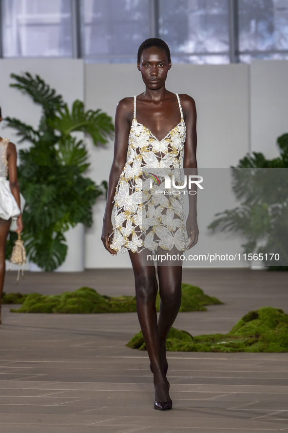 A model walks the runway at the PatBo show during New York Fashion Week in New York City, United States, on September 10, 2024. 