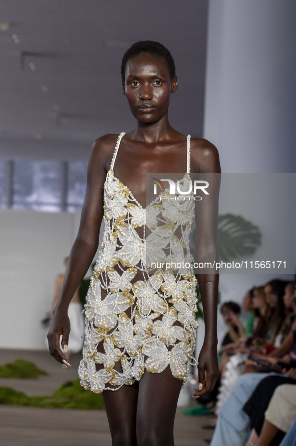 A model walks the runway at the PatBo show during New York Fashion Week in New York City, United States, on September 10, 2024. 