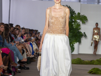 A model walks the runway at the PatBo show during New York Fashion Week in New York City, United States, on September 10, 2024. (