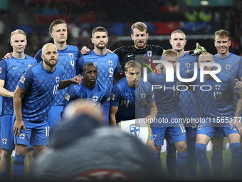 The Finland team lines up for a photo during the UEFA Nations League Group 2 match between England and Finland at Wembley Stadium in London,...