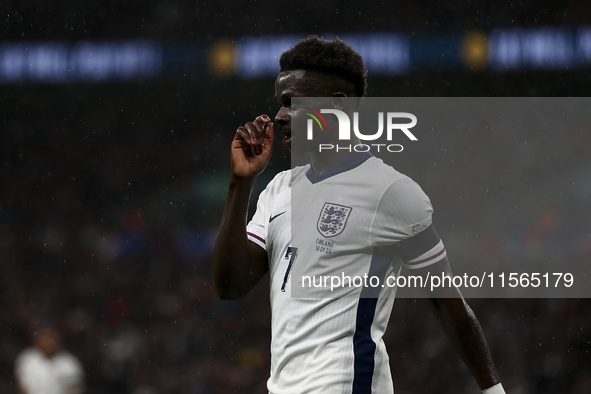 Bukayo Saka of England during the UEFA Nations League Group 2 match between England and Finland at Wembley Stadium in London, England, on Se...