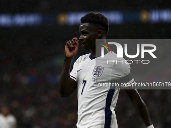 Bukayo Saka of England during the UEFA Nations League Group 2 match between England and Finland at Wembley Stadium in London, England, on Se...